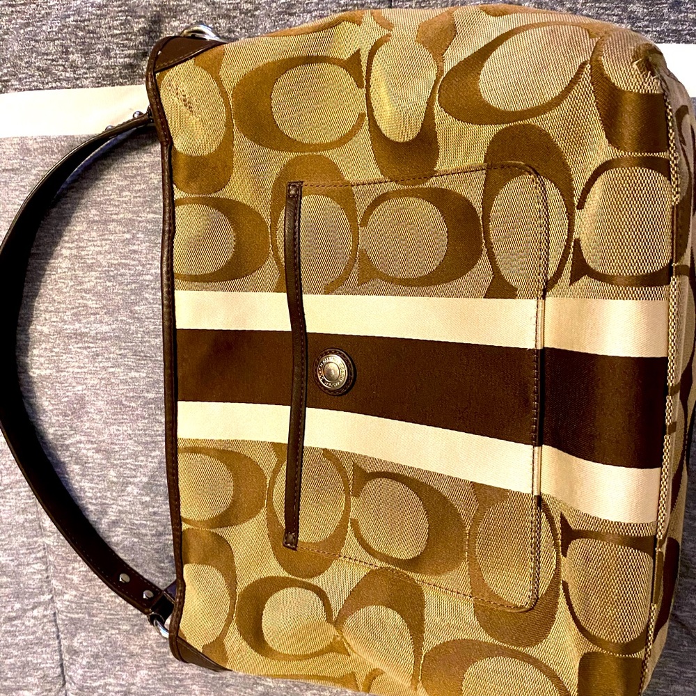 Authentic Coach bag with varsity stripe